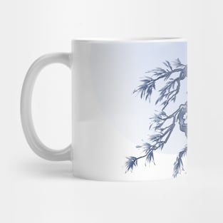 sumiE ink and watercolor japanese pines under a blue moon Mug